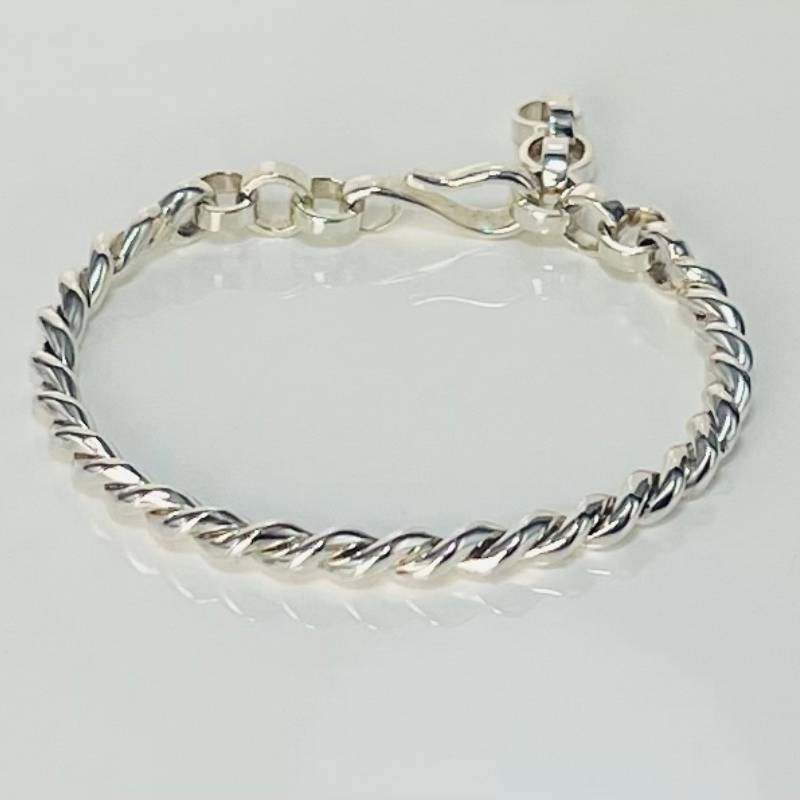 Χειροποίητο ασημένιο 925°, βραχιόλι από πλεγμένα μασίφ σύρματα — Σειρά Ancient