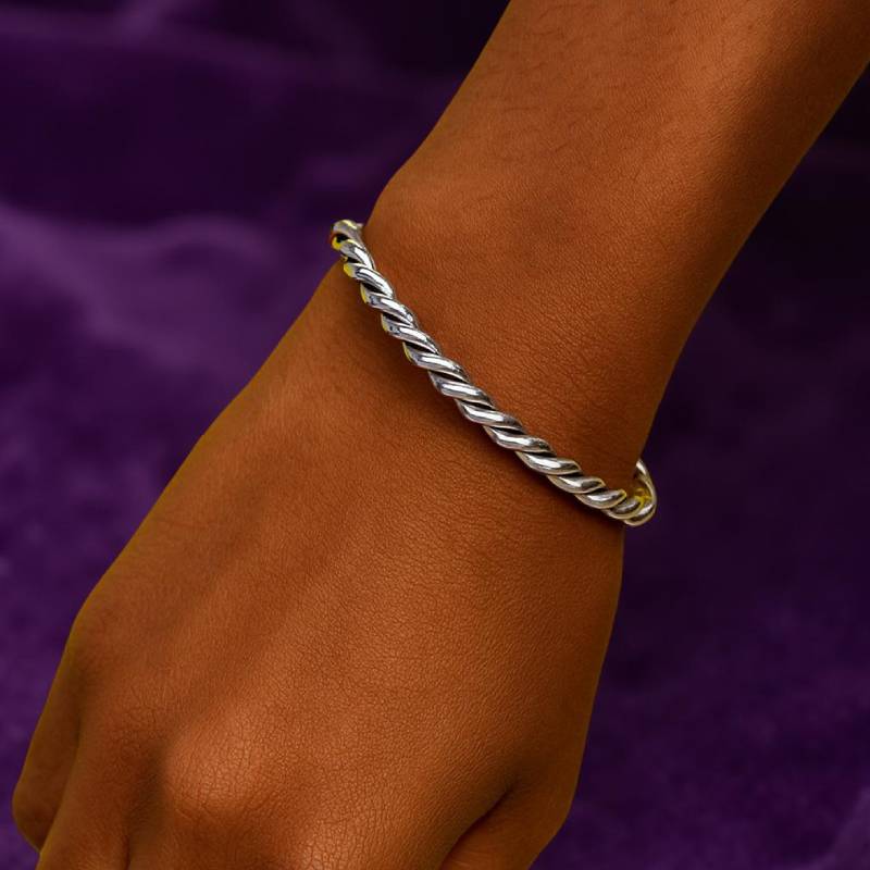 Χειροποίητο ασημένιο 925°, βραχιόλι από πλεγμένα μασίφ σύρματα — Σειρά Ancient