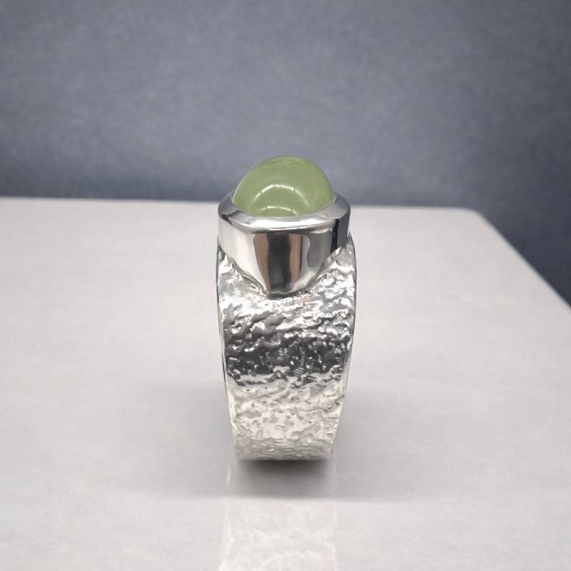 Χειροποίητο Ασημένιο Δαχτυλίδι 925° Fire με Φυσικό Πρενίτη 