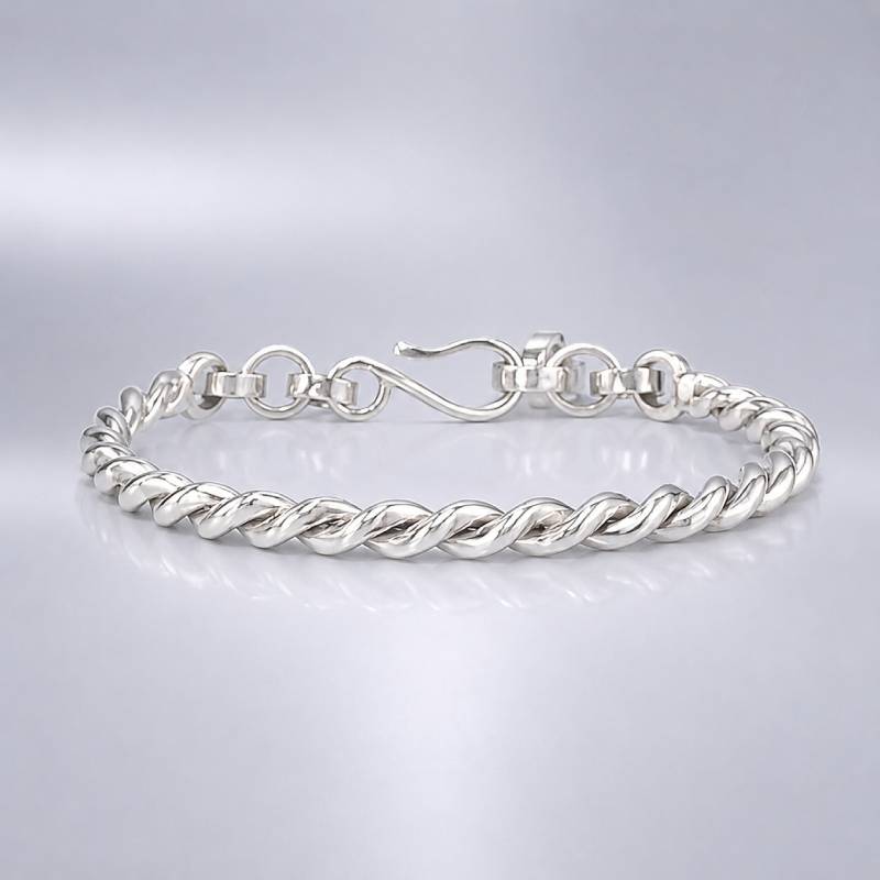 Handcrafted 925° Sterling Silver Bracelet from Braided Solid Wires — Ancient Collection